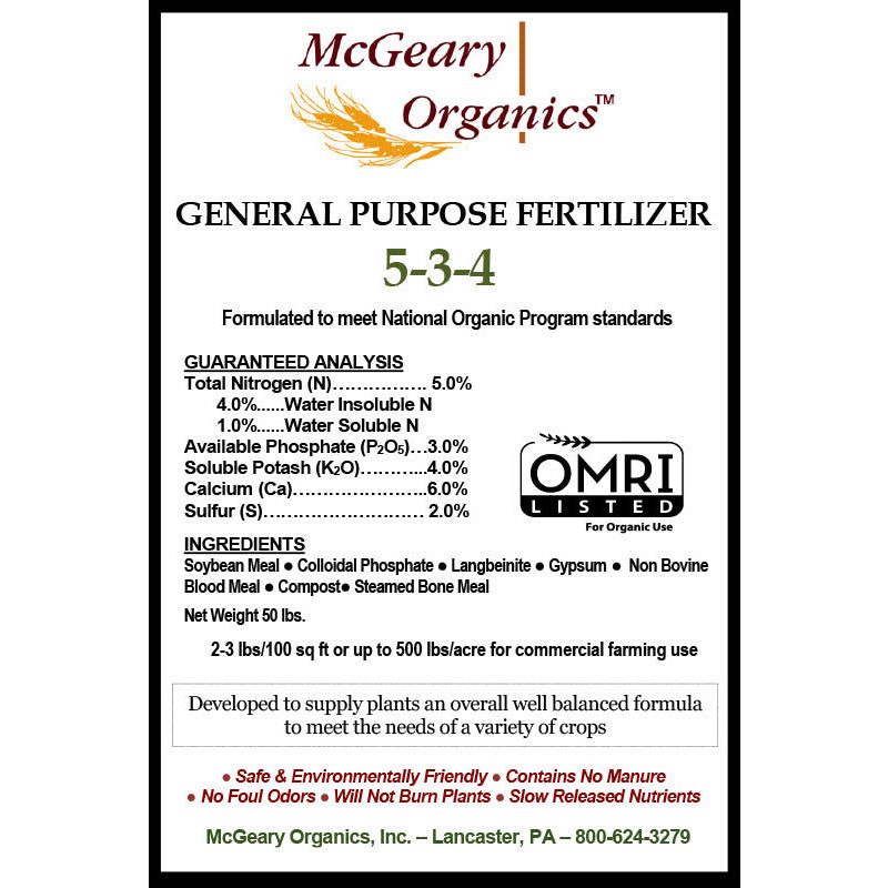 McGeary Organics 5-3-4 General Purpose Fertilizer Organic Fertilizer GrowItNaturally.com