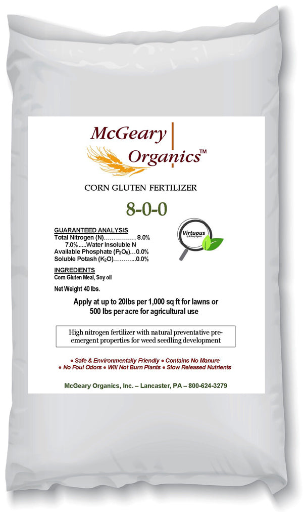 McGeary Corn Gluten 8-0-0 Organic Weed Killer Label