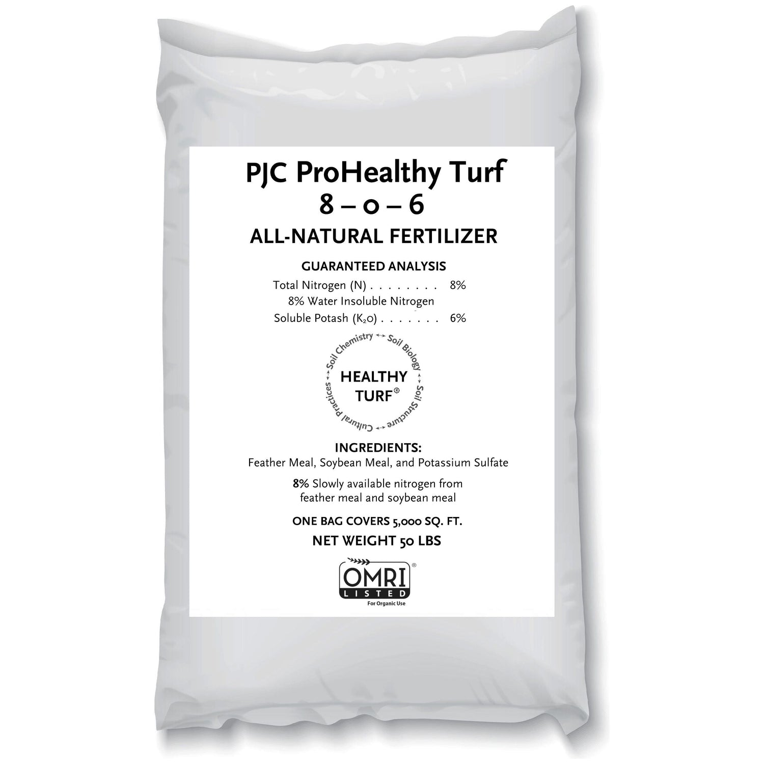 PJC ProHealthy Turf 8-0-6, 50 lb. Bag.